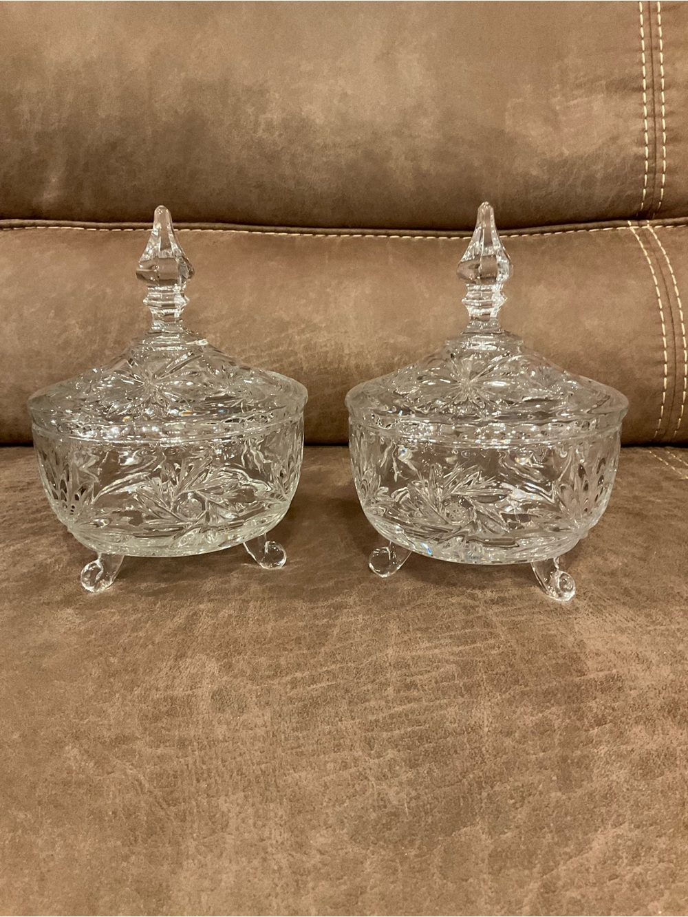 Vintage Crystal Lidded Candy Dish Set